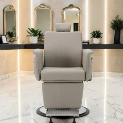 Fauteuil de barbier ATHENA BR - Fauteuil barbier vintage - chaise barbier professionnel - - mobilier de barbier professionnel - Fauteuil barbier haut de gamme - fauteuil de coiffure pour homme