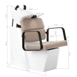 Adele BGE B (13) Professional shampoo basin - Hairdressing wash basin - Hair salon furniture - Designer hairdressing furniture - Ergonomic wash chair - High-end hairdressing furniture - Hair salon furniture - Gold and black shampoo basin - Professional hairdressing equipment