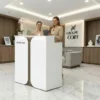 Comptoir d'accueil LUXORIA LINE - comptoir caisse LUXORIA LINE - Meuble de réception LUXORIA LINE - meuble de réception salon de coiffure - mobilier de coiffure professionnel - meuble d'accueil salon de coiffure - groupe coiff - mobicoiff - malys
