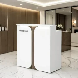 Comptoir d'accueil LUXORIA LINE - comptoir caisse LUXORIA LINE - Meuble de réception LUXORIA LINE - meuble de réception salon de coiffure - mobilier de coiffure professionnel - meuble d'accueil salon de coiffure - groupe coiff - mobicoiff - malys