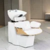 Bac à shampooing professionnel - Bac de lavage coiffure - Meuble pour salon de coiffure - Mobilier de coiffure design - Fauteuil de lavage ergonomique - Mobilier de coiffure haut de gamme - meuble pour salon de coiffure - Bac à shampoing doré et noir - Équipement de coiffure professionnel