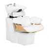 Bac à shampooing professionnel - Bac de lavage coiffure - Meuble pour salon de coiffure - Mobilier de coiffure design - Fauteuil de lavage ergonomique - Mobilier de coiffure haut de gamme - meuble pour salon de coiffure - Bac à shampoing doré et noir - Équipement de coiffure professionnel