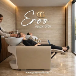 EROS RELA SPA (13) Bac à shampooing professionnel - Bac de lavage coiffure - Meuble pour salon de coiffure - Mobilier de coiffure design - Fauteuil de lavage ergonomique - Mobilier de coiffure haut de gamme - meuble pour salon de coiffure - Bac à shampoing doré et noir - Équipement de coiffure professionnel