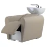Bac à shampooing professionnel - Bac de lavage coiffure - Meuble pour salon de coiffure - Mobilier de coiffure design - Fauteuil de lavage ergonomique - Mobilier de coiffure haut de gamme - meuble pour salon de coiffure - Bac à shampoing doré et noir - Équipement de coiffure professionnel