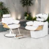 Bac à shampooing professionnel - Bac de lavage coiffure - Meuble pour salon de coiffure - Mobilier de coiffure design - Fauteuil de lavage ergonomique - Mobilier de coiffure haut de gamme - meuble pour salon de coiffure - Bac à shampoing doré et noir - Équipement de coiffure professionnel