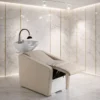 Bac à shampooing professionnel - Bac de lavage coiffure - Meuble pour salon de coiffure - Mobilier de coiffure design - Fauteuil de lavage ergonomique - Mobilier de coiffure haut de gamme - meuble pour salon de coiffure - Bac à shampoing doré et noir - Équipement de coiffure professionnel