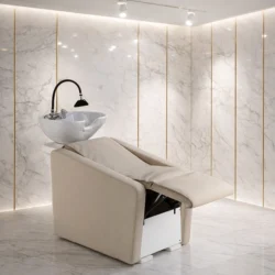 Ollo Relax Spa (11) Bac à shampooing professionnel - Bac de lavage coiffure - Meuble pour salon de coiffure - Mobilier de coiffure design - Fauteuil de lavage ergonomique - Mobilier de coiffure haut de gamme - meuble pour salon de coiffure - Bac à shampoing doré et noir - Équipement de coiffure professionnel