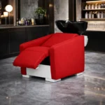 Bac à shampooing professionnel - Bac de lavage coiffure - Meuble pour salon de coiffure - Mobilier de coiffure design - Fauteuil de lavage ergonomique - Mobilier de coiffure haut de gamme - meuble pour salon de coiffure - Bac à shampoing doré et noir - Équipement de coiffure professionnel
