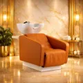Bac à shampooing professionnel - Bac de lavage coiffure - Meuble pour salon de coiffure - Mobilier de coiffure design - Fauteuil de lavage ergonomique - Mobilier de coiffure haut de gamme - meuble pour salon de coiffure - Bac à shampoing doré et noir - Équipement de coiffure professionnel
