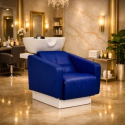 Ollo Up-Down (3) Bac à shampooing professionnel - Bac de lavage coiffure - Meuble pour salon de coiffure - Mobilier de coiffure design - Fauteuil de lavage ergonomique - Mobilier de coiffure haut de gamme - meuble pour salon de coiffure - Bac à shampoing doré et noir - Équipement de coiffure professionnel