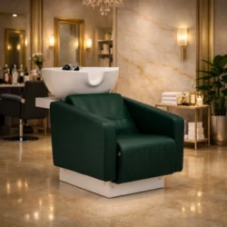 Ollo Up-Down (4) Bac à shampooing professionnel - Bac de lavage coiffure - Meuble pour salon de coiffure - Mobilier de coiffure design - Fauteuil de lavage ergonomique - Mobilier de coiffure haut de gamme - meuble pour salon de coiffure - Bac à shampoing doré et noir - Équipement de coiffure professionnel