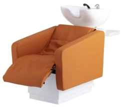 Ollo Up-Down (5) Bac à shampooing professionnel - Bac de lavage coiffure - Meuble pour salon de coiffure - Mobilier de coiffure design - Fauteuil de lavage ergonomique - Mobilier de coiffure haut de gamme - meuble pour salon de coiffure - Bac à shampoing doré et noir - Équipement de coiffure professionnel
