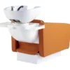 Bac à shampooing professionnel - Bac de lavage coiffure - Meuble pour salon de coiffure - Mobilier de coiffure design - Fauteuil de lavage ergonomique - Mobilier de coiffure haut de gamme - meuble pour salon de coiffure - Bac à shampoing doré et noir - Équipement de coiffure professionnel