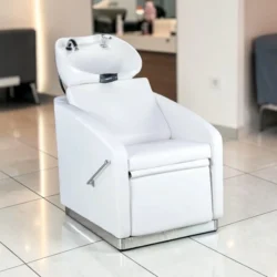 Bac à shampooing professionnel - Bac de lavage coiffure - Meuble pour salon de coiffure - Mobilier de coiffure design - Fauteuil de lavage ergonomique - Mobilier de coiffure haut de gamme - meuble pour salon de coiffure - Bac à shampoing doré et noir - Équipement de coiffure professionnel
