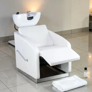 Professional shampoo basin - Hairdressing wash basin - Hair salon furniture - Designer hairdressing furniture - Ergonomic wash chair - High-end hairdressing furniture - Hair salon furniture - Gold and black shampoo basin - Professional hairdressing equipment