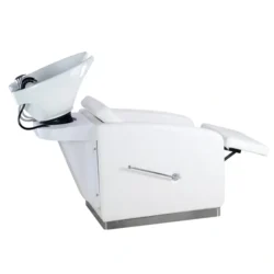 Bac à shampooing professionnel - Bac de lavage coiffure - Meuble pour salon de coiffure - Mobilier de coiffure design - Fauteuil de lavage ergonomique - Mobilier de coiffure haut de gamme - meuble pour salon de coiffure - Bac à shampoing doré et noir - Équipement de coiffure professionnel