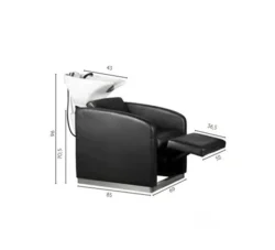 Bac à shampooing professionnel - Bac de lavage coiffure - Meuble pour salon de coiffure - Mobilier de coiffure design - Fauteuil de lavage ergonomique - Mobilier de coiffure haut de gamme - meuble pour salon de coiffure - Bac à shampoing doré et noir - Équipement de coiffure professionnel