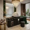 table head spa japonais - lit de massage capillaire - bac de lavage japonais - mobilier de coiffure professionnel - équipement head spa luxe - table de soin hydrothérapie crânienne - bac à shampoing massant - lit spa avec chromothérapie - matériel bien-être salon de coiffure - table de massage cuir chevelu