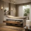 table de massage professionnelle _ lit de massage luxe _ mobilier esthétique haut de gamme _ équipement spa professionnel _ table de soin avec rangement _ table esthétique fixe _ mobilier centre de bien être _ lit de massage en bois _ table de massage haut de gamme _ équipement cabine de soin