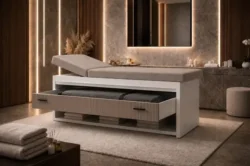 Table de Massage Majestia Luxe (6) table de massage professionnelle _ lit de massage luxe _ mobilier esthétique haut de gamme _ équipement spa professionnel _ table de soin avec rangement _ table esthétique fixe _ mobilier centre de bien être _ lit de massage en bois _ table de massage haut de gamme _ équipement cabine de soin
