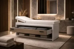 Table de Massage Majestia Luxe (7) table de massage professionnelle _ lit de massage luxe _ mobilier esthétique haut de gamme _ équipement spa professionnel _ table de soin avec rangement _ table esthétique fixe _ mobilier centre de bien être _ lit de massage en bois _ table de massage haut de gamme _ équipement cabine de soin