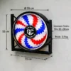 enseigne barbier lumineuse – barber pole LED rotatif – enseigne salon de coiffure homme – signalétique barber shop design – enseigne extérieure étanche IP44 – éclairage façade professionnel – enseigne ronde premium – enseigne barbershop moderne – enseigne murale haute visibilité – enseigne VORTEX groupecoiff