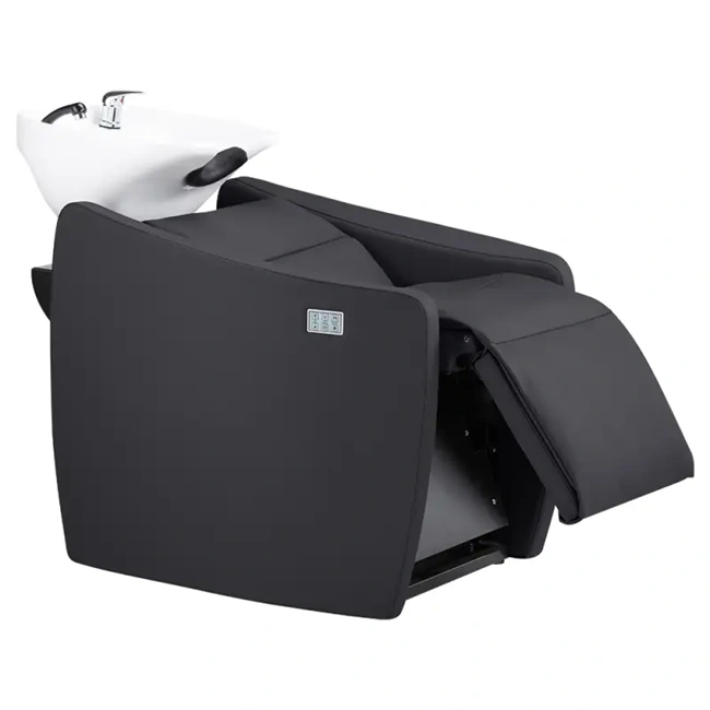 bac à shampoing massant - mobilier de coiffure professionnel - bac de lavage professionnel - équipement salon de coiffure - bac shampoing électrique - fauteuil de coiffure ergonomique - matériel de coiffure haut de gamme - bac à shampoing lumora - massage shiatsu coiffure - agencement salon de coiffure