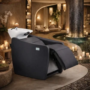 Lumora Massage Shampoo Bowl (2) Massage shampoo unit - professional hairdressing furniture - professional wash unit - hair salon equipment - electric shampoo unit - ergonomic hairdressing chair - high-end hairdressing equipment - Lumora shampoo unit - shiatsu massage hairdressing - hair salon layout