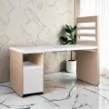 Professional manicure table - Professional nail table - Beauty and nail furniture - Manicure table with vacuum - Manicure table with integrated vacuum - Professional nail bar furniture - Wooden and white manicure table - Modular manicure station - Nail desk with storage - Professional nail technician equipment - Beauty salon outfitting - High-end manicure furniture
