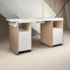 Table de manucure professionnelle - Table onglerie professionnelle -Mobilier esthétique et onglerie - Table manucure avec aspirateur - Table de manucure avec aspirateur intégré -Mobilier bar à ongles professionnel -Table manucure bois et blanc -Poste de manucure modulable - Bureau onglerie avec rangement - Matériel prothésiste ongulaire - Agencement salon de beauté - Mobilier manucure haut de gamme