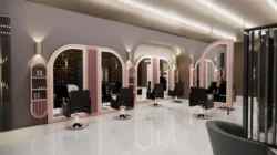 LUMIRA Double Hairdressing Mirror (5) Hairstyling mirror - professional hairdressing furniture - high-end styling station - hairdressing salon equipment - LED haircare mirror - double salon vanity - luxury hairdressing supplies - hairdressing salon layout - backlit styling station