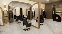 LUMIRA Double Hairdressing Mirror (7) Hairstyling mirror - professional hairdressing furniture - high-end styling station - hairdressing salon equipment - LED haircare mirror - double salon vanity - luxury hairdressing supplies - hairdressing salon layout - backlit styling station
