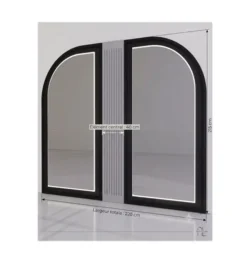LUMIRA Double Hairdressing Mirror (9) Hairstyling mirror - professional hairdressing furniture - high-end styling station - hairdressing salon equipment - LED haircare mirror - double salon vanity - luxury hairdressing supplies - hairdressing salon layout - backlit styling station