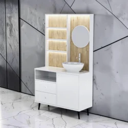 NOVA M BBC laboratoire de coiffure - mobilier de coiffure professionnel - meuble vasque salon - poste technique coiffure - meuble laboratoire coiffure - station de préparation coloration - meuble rangement salon de coiffure - équipement salon de coiffure - agencement salon de coiffure - meuble de service coiffure