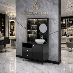 laboratoire de coiffure - mobilier de coiffure professionnel - meuble vasque salon - poste technique coiffure - meuble laboratoire coiffure - station de préparation coloration - meuble rangement salon de coiffure - équipement salon de coiffure - agencement salon de coiffure - meuble de service coiffure