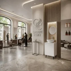NOVA S BBC laboratoire de coiffure - mobilier de coiffure professionnel - meuble vasque salon - poste technique coiffure - meuble laboratoire coiffure - station de préparation coloration - meuble rangement salon de coiffure - équipement salon de coiffure - agencement salon de coiffure - meuble de service coiffure