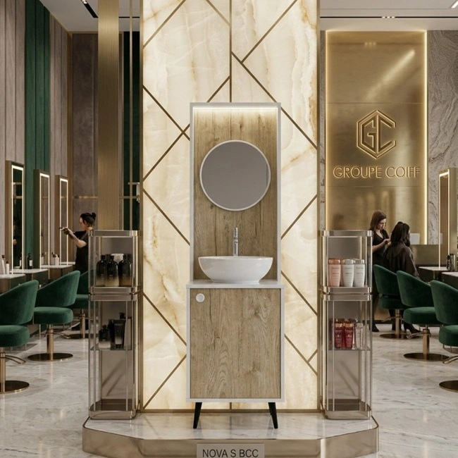 laboratoire de coiffure - mobilier de coiffure professionnel - meuble vasque salon - poste technique coiffure - meuble laboratoire coiffure - station de préparation coloration - meuble rangement salon de coiffure - équipement salon de coiffure - agencement salon de coiffure - meuble de service coiffure