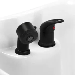 TURYN BLACK (8) Bac à shampooing professionnel - Bac de lavage coiffure - Meuble pour salon de coiffure - Mobilier de coiffure design - Fauteuil de lavage ergonomique - Mobilier de coiffure haut de gamme - meuble pour salon de coiffure - Bac à shampoing doré et noir - Équipement de coiffure professionnel