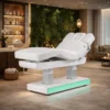 table de massage électrique – table esthétique 4 moteurs – table de spa chauffante – mobilier esthétique haut de gamme – table de soins professionnelle – lit de massage motorisé – table spa LED – table esthétique PU blanc – équipement spa professionnel – table de massage premium