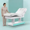 table de massage électrique – table esthétique 4 moteurs – table de spa chauffante – mobilier esthétique haut de gamme – table de soins professionnelle – lit de massage motorisé – table spa LED – table esthétique PU blanc – équipement spa professionnel – table de massage premium