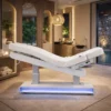 table de massage électrique – table esthétique 4 moteurs – table de spa chauffante – mobilier esthétique haut de gamme – table de soins professionnelle – lit de massage motorisé – table spa LED – table esthétique PU blanc – équipement spa professionnel – table de massage premium