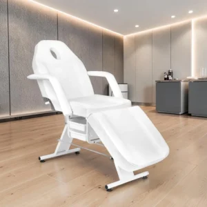 Aesthetic chair BASIC 202 White (1) esthetic chair - podiatry chair - pedicure chair - aesthetic salon furniture - black hydraulic chair - podiatry clinic equipment - treatment chair - tattoo chair - beauty salon furniture - adjustable professional chair - reclining chair - spa and wellness equipment