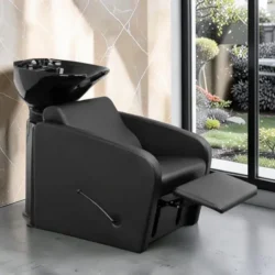 MULLET + 2 (1) bac à shampoing - bac coiffure ergonomique - meuble lavage salon - vasque céramique basculante - bac shampoing compact - fauteuil lavage professionnel - structure polypropylène résistante - siège réglable salon - bac lavage noir premium - équipement coiffure durable - bac shampoing confortable - mobilier salon coiffure - bac lavage haute qualité - vasque profonde ergonomique - bac shampoing design moderne