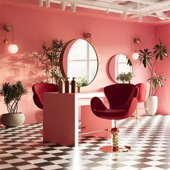coiffeuse centrale -coiffeuse murale - mobilier salon de coiffure - coiffeuse professionnelle - miroir coiffeuse - meuble coiffure sur mesure - coiffeur design - station de coiffure - coiffeuse led - coiffeuse avec prises - repose-pieds coiffure - miroir rond coiffure - miroir rectangulaire - salon design - aménagement salon - mobilier professionnel
