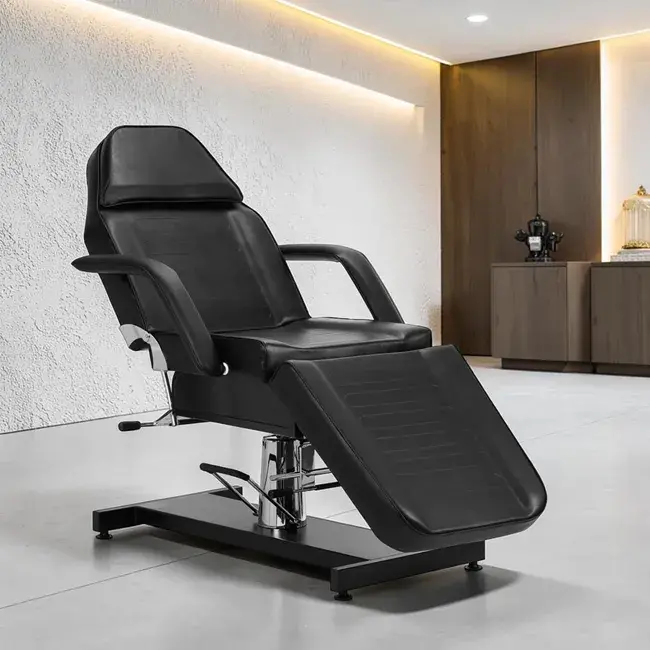 fauteuil esthétique - fauteuil podologie - fauteuil pédicure - mobilier salon esthétique - fauteuil hydraulique noir - équipement cabinet podologie - chaise de soin - fauteuil tatouage - mobilier institut de beauté - fauteuil professionnel réglable - fauteuil inclinable - équipement spa et bien-être