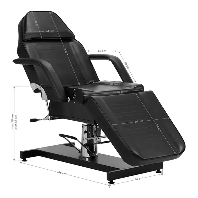 fauteuil esthétique - fauteuil podologie - fauteuil pédicure - mobilier salon esthétique - fauteuil hydraulique noir - équipement cabinet podologie - chaise de soin - fauteuil tatouage - mobilier institut de beauté - fauteuil professionnel réglable - fauteuil inclinable - équipement spa et bien-être