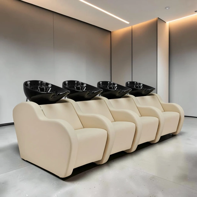 bac à shampoing - bac coiffure ergonomique - meuble lavage salon - vasque céramique basculante - bac shampoing compact - fauteuil lavage professionnel - structure polypropylène résistante - siège réglable salon - bac lavage noir premium - équipement coiffure durable - bac shampoing confortable - mobilier salon coiffure - bac lavage haute qualité - vasque profonde ergonomique - bac shampoing design moderne