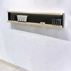 Présentoir Archi-Line (10) présentoir de produit pour salon esthétique - étagère murale lumineuse pour institut - mobilier professionnel pour esthéticienne - étagère de rangement cosmétique - présentoir mural design - meuble d'exposition pour salon de beauté