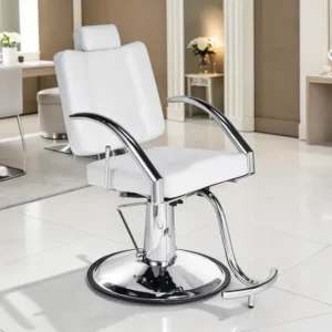 Silvia W (1) Silvia makeup chair - barber chair - professional beauty salon chair - hairdressing and barber furniture - ergonomic reclining chair - PVC faux leather chair