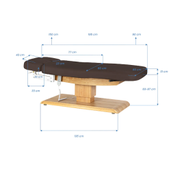 Relax Brun foncé Bois Clair (21) table de soin Sillon Relax – table SPA électrique – table de massage bois clair – lit de soin ergonomique – table esthétique professionnelle – table de spa réglable – matelas segmenté SPA – table de soin électrique – mobilier bien‑être haut de gamme – table de massage stable – table esthétique premium – lit de soin inclinable – table de spa moderne – équipement salon esthétique – table de massage confortable